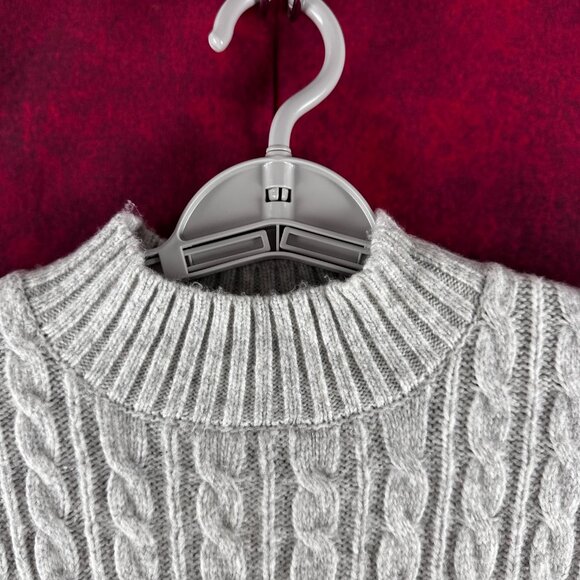 SINCERELY JULES CABLE KNIT TURTLENECK SWEATER DRESS, LIGHT GREY, SIZE XS - Picture 4 of 9